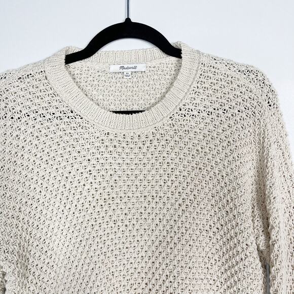 Madewell XSmall Cream French Quarter Pullover Sweater Open Knit Cotton Crew Neck - Picture 3 of 10